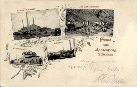 Ak Sperenberg am Mellensee Brandenburg, Berliner Gipswerke, Militärbahnhof