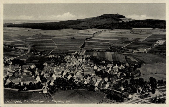 Postcard Unlingen in Upper Swabia Württemberg, aerial photograph