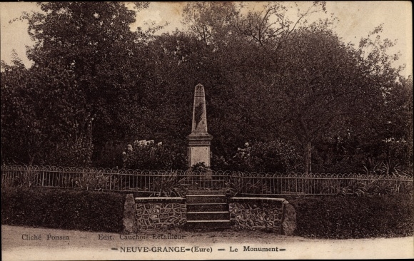 Postcard Neuve Grange Eure, The Monument