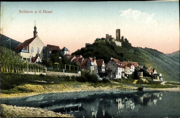 Postcard Beilstein on the Moselle, view of the town