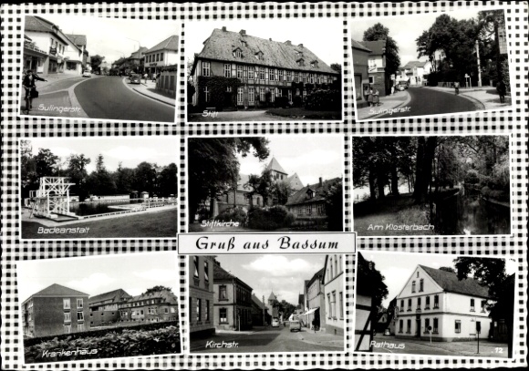 KP Bassum, Sulinger Straße, klasztor, basen odkryty, kolegiata, Klosterbach, szpital, Kirchstr, ratusz