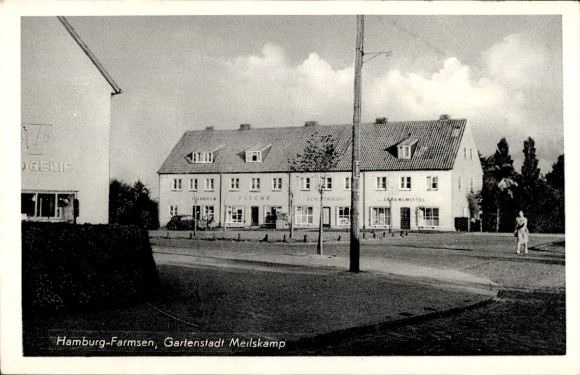 Ansichtkaart Hamburg Wandsbek Farmsen Bern, tuinstad Meilskamp, straatbeeld