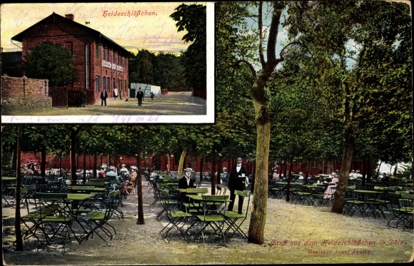 Postcard Dölau Halle on the Saale, Heideschlößchen, terrace