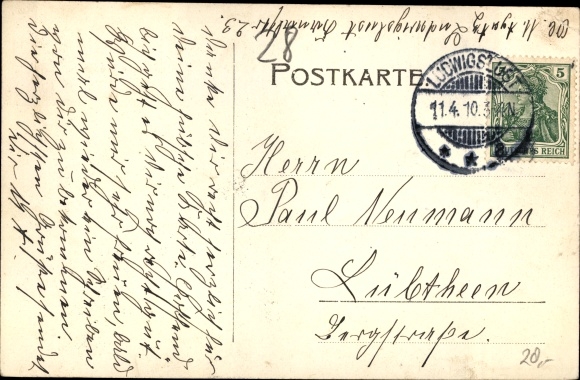 Postcard Ludwigslust in Mecklenburg, castle, train station, cascades, Swiss house, stone bridge