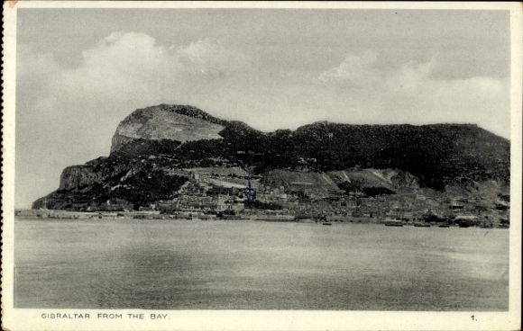 Gibraltar, Gibraltar vanuit de baai, berg, water, schepen