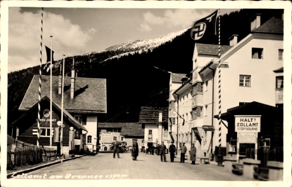 Postcard Gries am Brenner Tirol, border Austria Italy, customs office, mountains