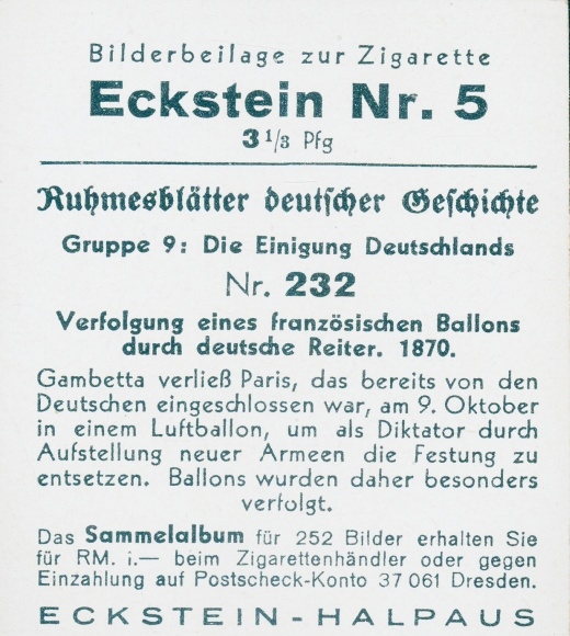 Zbieranie obrazu Chwała Karty historii Niemiec 232 Zjednoczenie Niemiec, niemiecki jeździec, francuski. balon