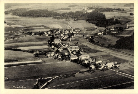 Postcard Meßhofen Roggenburg Swabia Bavaria, aerial photograph