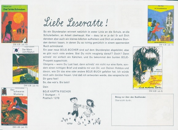 Timetable Advertising, Boje-Verlag, Books