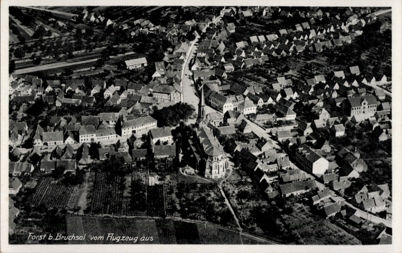 Postcard Forst (near Bruchsal) in Baden, aerial photograph