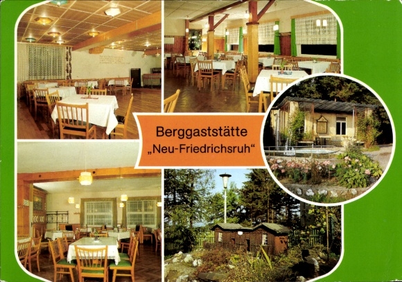 Postcard Affalter Lößnitz Vogtland, mountain restaurant Neu Friedrichsruh, garden, hall, amplifier