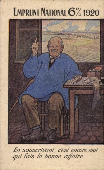 Artist Postcard Emprunt National 6% 1920, En souscrivant, c'est encore moi qui fais la bonne affaire