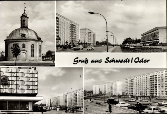 Ak Schwedt an der Oder, Französische Kapelle, Leninallee