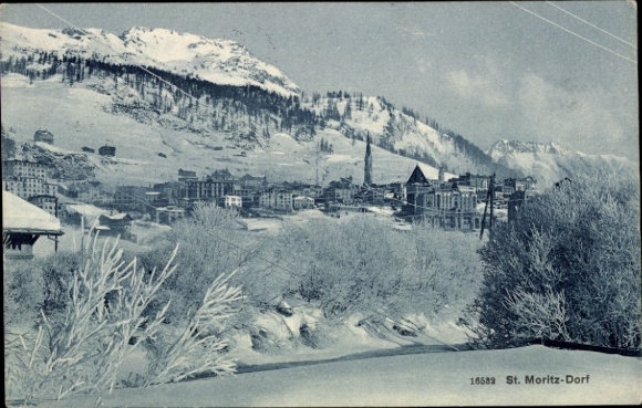 Picture of Sankt Moritz village, Canton of Graubünden, Panorama, Winter