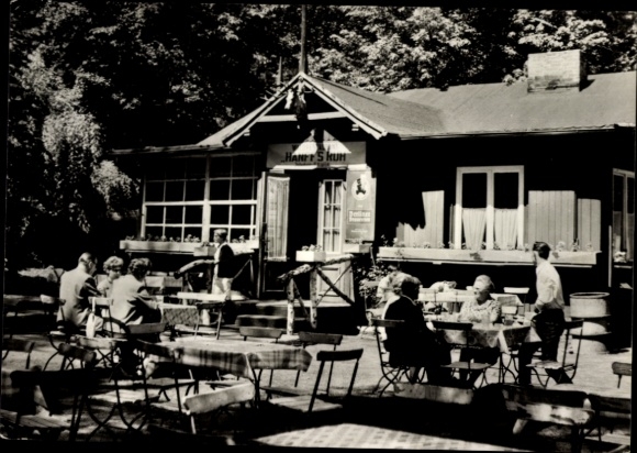 Ak Berlin Köpenick Grünau, Waldrestaurant Hanff's Ruh, Terrasse