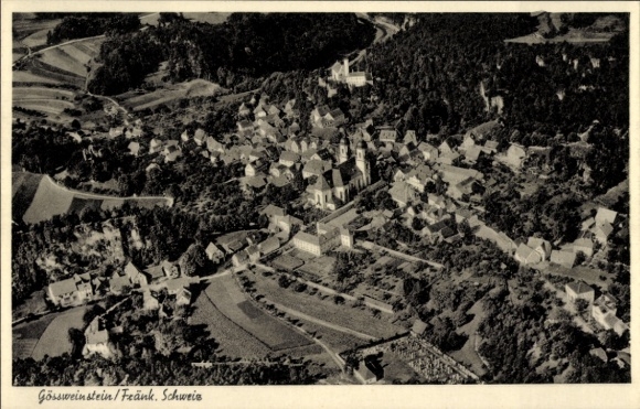 Postcard Gößweinstein in Upper Franconia, aerial photograph