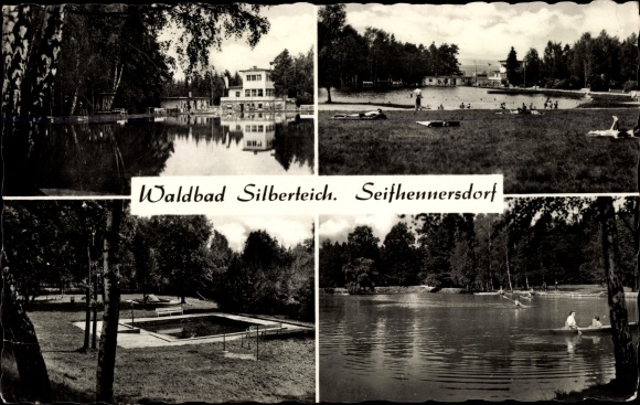 Postcard Seifhennersdorf in Upper Lusatia Saxony, pond, boats