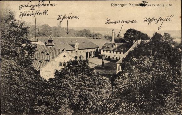 Ak Naundorf Bobritzsch im Erzgebirge, Blick auf das Rittergut