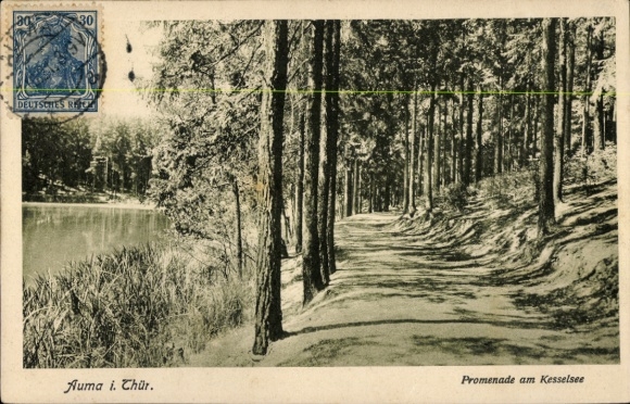 Ak Auma in Thüringen, Promenade am Kesselsee