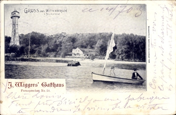 Ak Hamburg Altona Rissen Wittenbergen, J. Wiggers Gastwirtschaft
