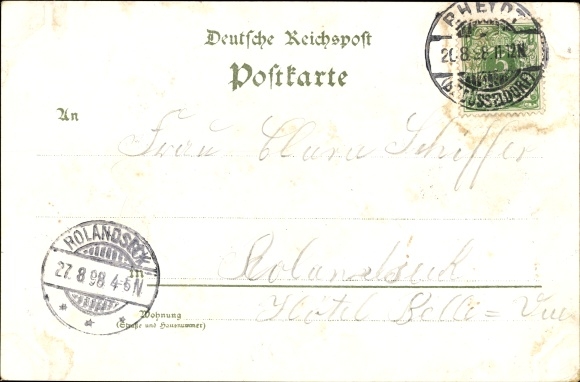 Chromo-Litho Rheydt Mönchengladbach in the Ruhr area, Kaiser Wilhelm monument, New Town Hall, seminar
