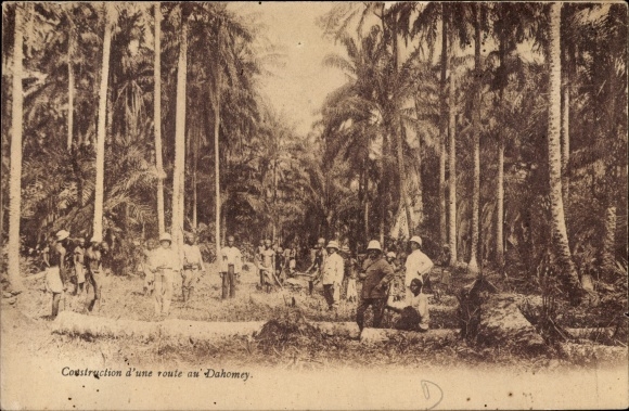 Postcard Benin Dahomey, Construction d&#39;une route