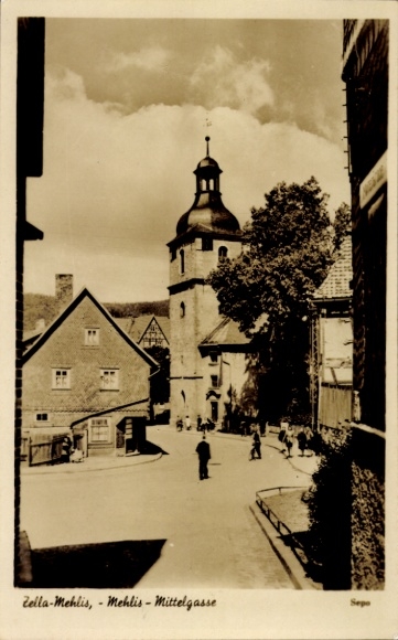 Postcard Zella Mehlis in the Thuringian Forest, Mittelgasse
