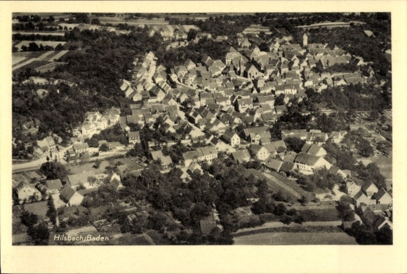 Postcard Hilsbach Sinsheim in Baden, aerial photograph