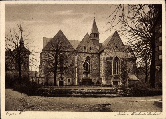 Ak Enger in Westfalen, Kirche, Wittekind-Denkmal