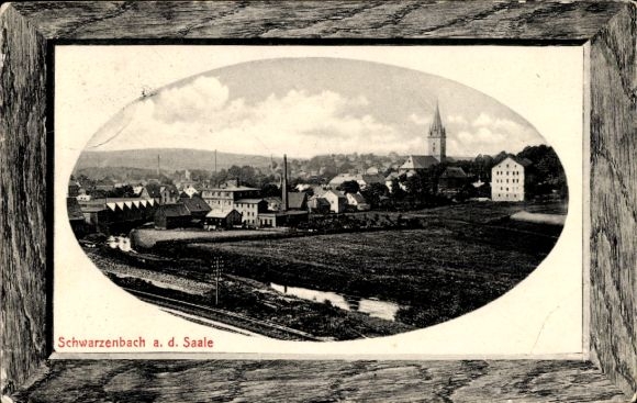 Präge Passepartout Ak Schwarzenbach an der Saale Oberfranken, Gesamtansicht