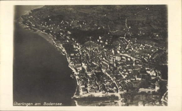 Postcard Überlingen on Lake Constance, aerial photograph