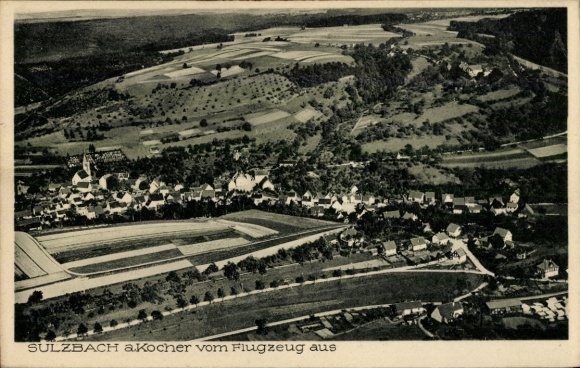 Postcard Sulzbach am Kocher Württemberg, aerial photograph