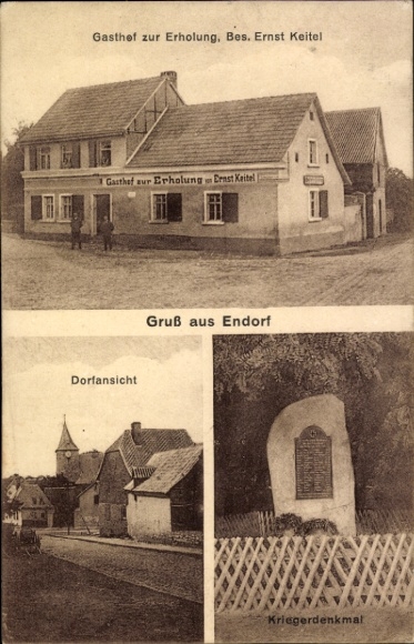 Ak Endorf Falkenstein Harz, Gasthof zur Erholung, Dorfansicht, Kriegerdenkmal