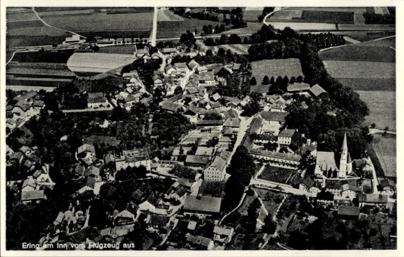 Ak Ering am Inn Niederbayern, Luftaufnahme