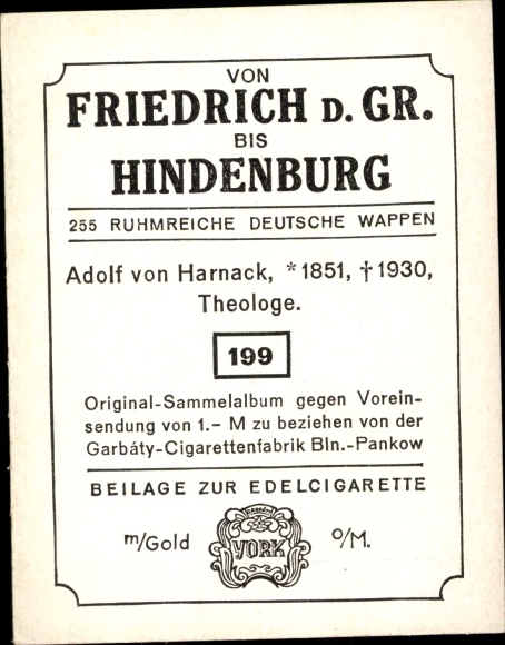 Collection picture Glorious German Coats of Arms No. 199, Adolf v. Harnack, theologian