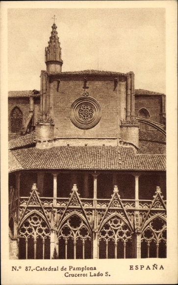 Postcard Pamplona Navarra, Cathedral, Crucero, Lado S