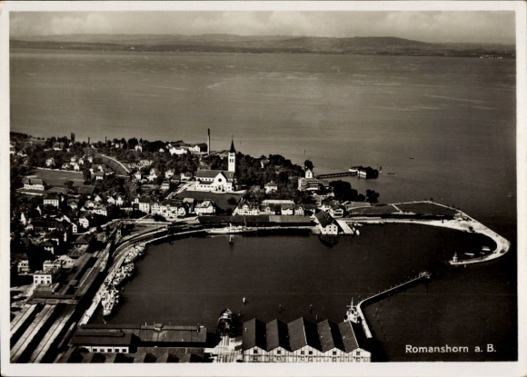 KP Romanshorn, kanton Thurgau, zdjęcie lotnicze, widok miasta, port, Jezioro Bodeńskie, kościół, budynek, wa...