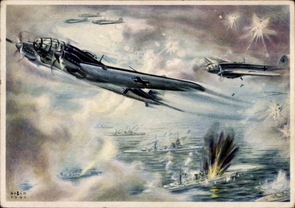 Artist PC German Air Force, Heinkel He 111 H fighter aircraft bombing fleet units