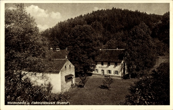 Ak Hofkirchen in Neder-Beieren, Waldschänke, elektriciteitscentrale Grubhof