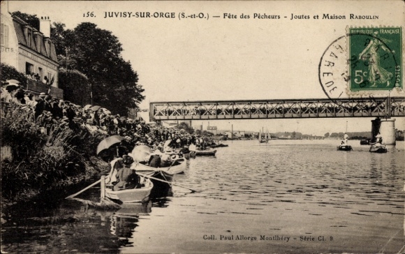 CPA Juvisy-sur-Orge Essonne, Fête des Pêcheurs, Joutes et Maison Raboulin