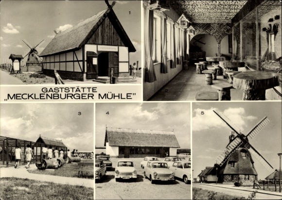 Postcard Groß Stieten in Mecklenburg, restaurant Mecklenburger Mühle, gallery, aviary, animal enclosure