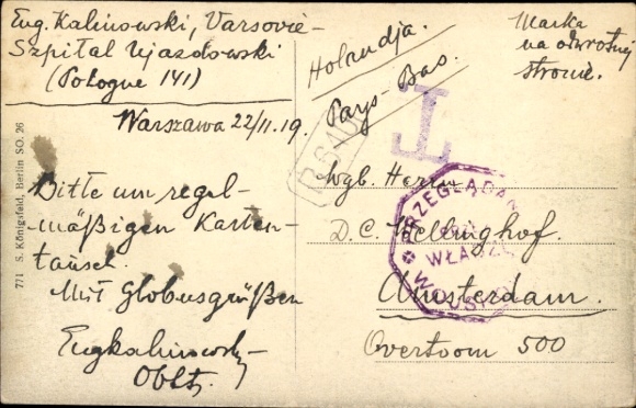 Postcard Warszawa Warsaw Poland, Krakow Suburb Street