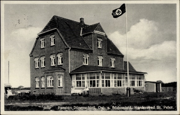 Ak Nordseebad Sankt Peter Ording, Pension Dünenschloss