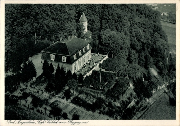 Postcard Bad Mergentheim in Tauberfranken, aerial photograph, Cafe Waldeck