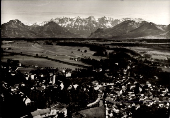 Postcard Bad Aibling in Upper Bavaria, aerial photograph