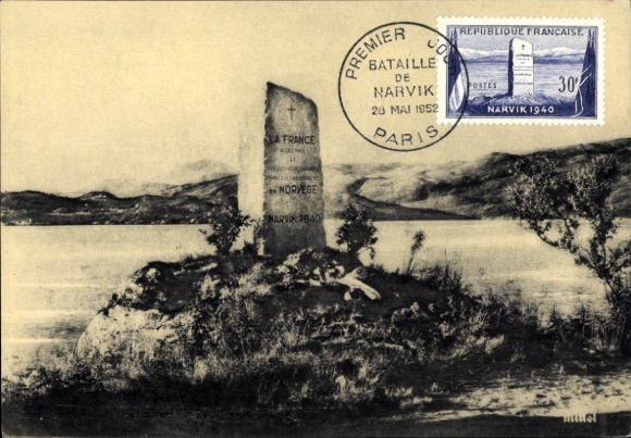 Maksymalny KP Narvik Norwegia, Pomnik pamiątkowy du debarquement des Troupes Francaises