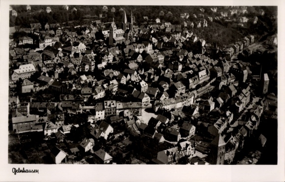 Postcard Gelnhausen in Hesse, aerial photograph
