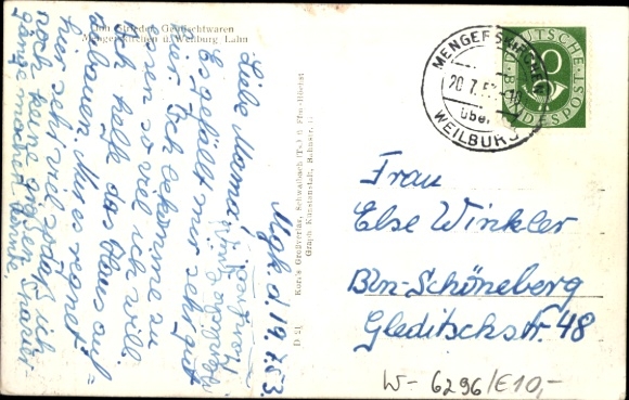 Postcard Mengerskirchen in the Westerwald, general view, commercial building, castle
