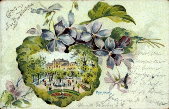 Passepartout Chromo-Litho Halle on the Saale, Solbad Wittekind, Kurhaus