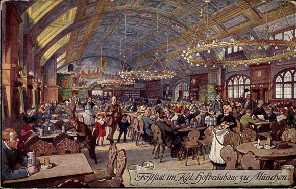 KP artystyczna Quidenus, F., Monachium, Bawaria, sala balowa w królewskim Hofbräuhaus